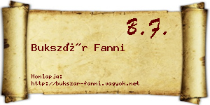 Bukszár Fanni névjegykártya